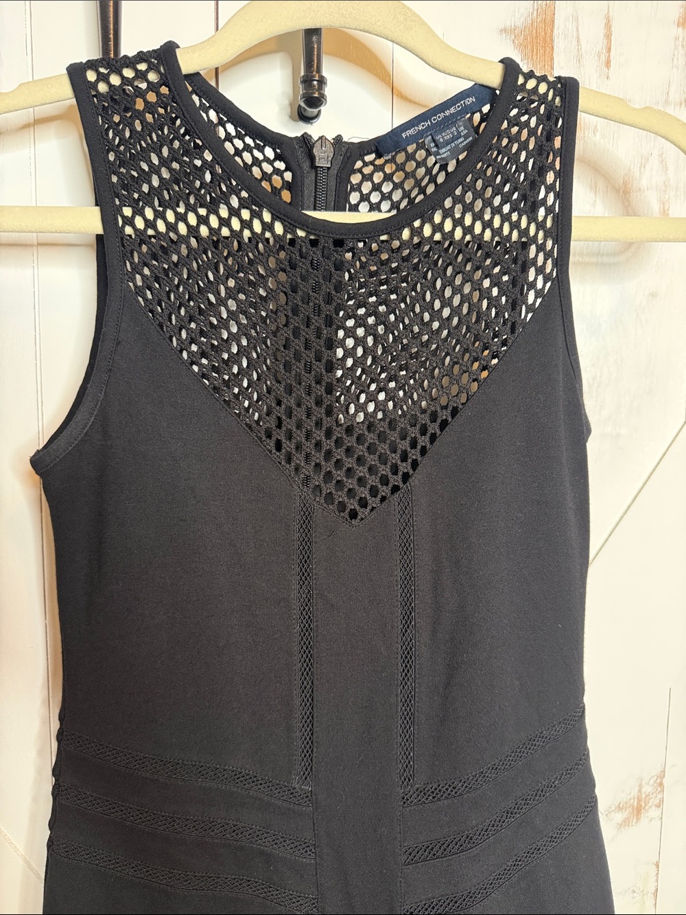 French Connection Chantilly Beau Black Sleeveless Mesh-Yoke Maxi Dress - Picture 6 of 13